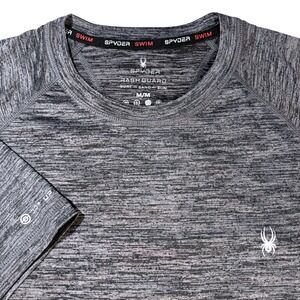 Spyder Swim Mens Rash Guard‎ Shirt Charcoal Gray Heather Short Sleeve Size M